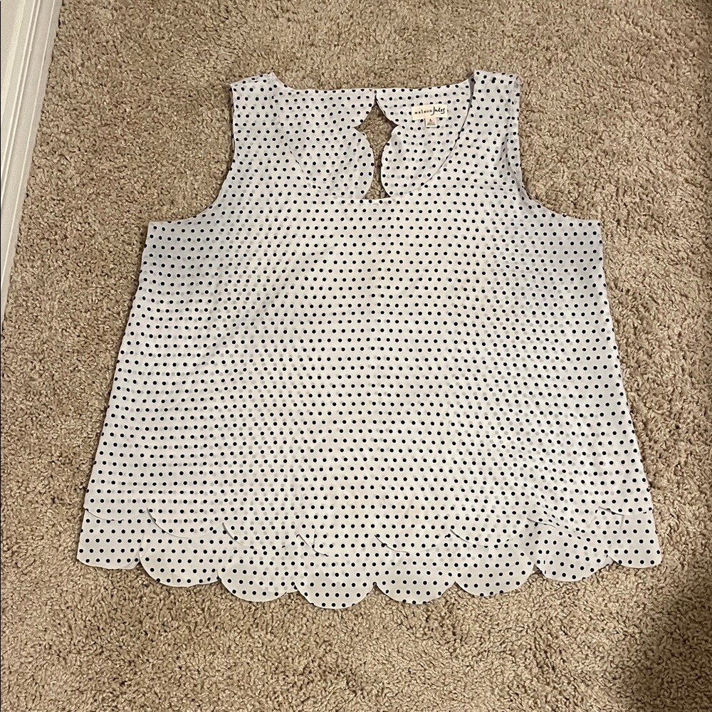 *3 for $18* Maison Jules White and Black Polka Dot Sleeveless Top